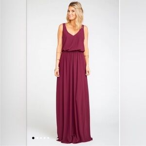 Show Me Your Mumu Kendall Maxi Dress in Merlot Chiffon Large NWT